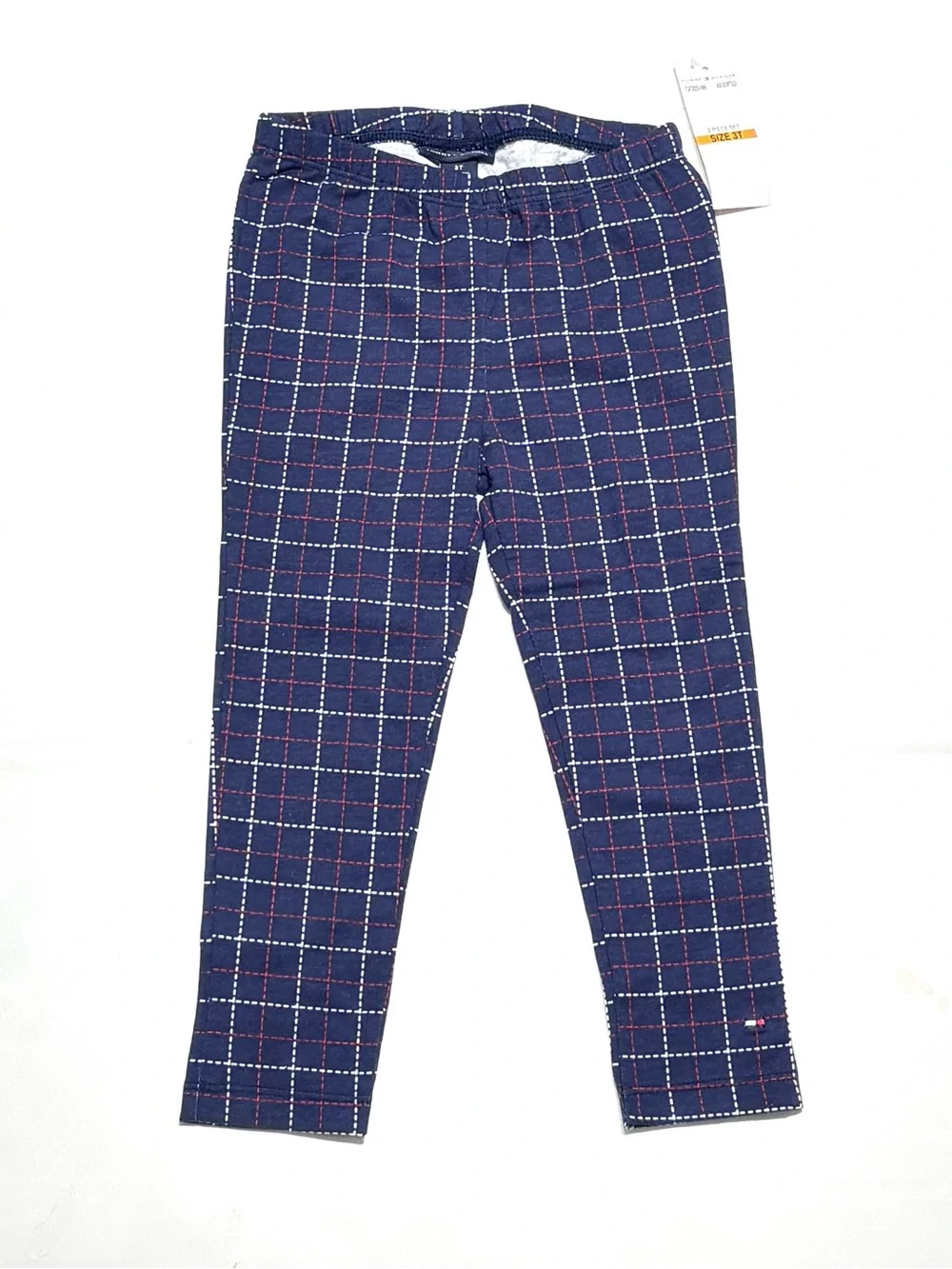 NEW Tommy Hilfiger Girls' Denim & Plaid Peplum Jacket Blue/Red Leggings Set 3T